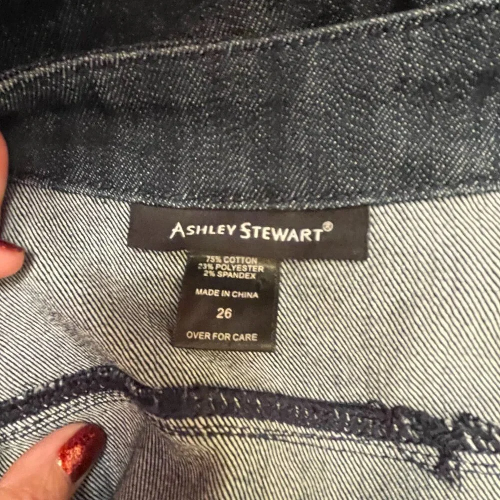 Ashley Stewart Denim and Black Lace Jacket Stretch size 26 - Picture 3 of 5